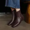 Botas Elásticas Adelgazantes Talla 34 a 42 para Otoño e Invierno, Zapatos de Mujer Versátiles para Viajes Diarios, Punta Cuadrada, Tacón Grueso, Botas de Moda Negras de Comercio Exterior Transfronterizo