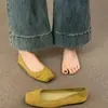 Zapatos de Punta Cuadrada de Boca Baja de una Sola Capa 2025 Primavera y Otoño Nuevos Estilo Francés de Noche Suaves Retro Suede Zapatos Planos Suaves para Mujer
