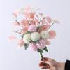 Decoración del hogar con simulación de viento, hojas de eucalipto, bolas, crisantemos, ramo, jarrón, arreglo floral, adornos florales falsos, flores de simulación al por mayor