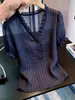 Top de Cuello en V a la Moda y Elegante Estilo Commuter para Mujer, Nuevo Estilo Verano 2026, Rejuvenecedor, Holgado, Cómodo, Camisa Versátil