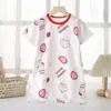 Roupa de Casa Fina Roupa de Ar Condicionado Manga Curta Estilo Coreano Verão Infantil Nova Pijama para Meninas Camisola Camisola de Menina Algodão Puro