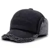 Gorra de invierno para hombre con orejeras de terciopelo y gorra cálida tipo pico de pato para papá y abuelo de mediana edad y ancianos, gorra de béisbol de algodón a prueba de frío para exteriores