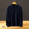 Nueva camisa polo de cachemir Bai Cai Rong para hombre, colección otoño/invierno 2026, suéter de punto casual versátil de color liso de lujo ligero