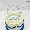 Borla para pastel de cumpleaños, corona de algas marinas con perla blanca, tocado romántico dorado, flores festivas, decoración de mesa para hornear postres
