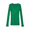 Estilo Puramente Atraente e Sexy, Suéter Feminino para Primavera e Outono com Barra Recortada, Gola V, Cardigã Tricotado de Manga Longa com Três Botões