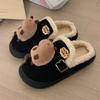 Pantuflas de Algodón Cálido de Terciopelo Retro a la Moda Estilo Coreano para Mujer en Otoño e Invierno Lindo Capibara Suela Blanda Cómodos Zapatos Birkenstock