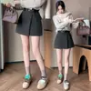 Saia Shorts de Lã para Mulheres 2025 Outono e Inverno Novo Estilo Culotes de Lã Linha A Shorts Linha A de Cintura Alta Calças Boot para Mulheres Usarem Fora