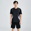 Ropa Deportiva Transfronteriza de Comercio Exterior para Hombre de Secado Rápido Ropa de Verano para Correr de Manga Corta Ropa de Fitness Pantalones Cortos de Seda Helada Uniformes de Entrenamiento