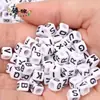 4 6 7 10 mm cuentas sueltas acrílicas cuentas con letras en inglés cuentas planas hechas a mano diy accesorios de joyería con cuentas pulsera