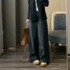 100% algodão, início do outono, versátil e fácil de usar, emagrece e alonga as pernas, cor sólida, cintura alta, perna larga, corte reto, jeans de brim lavado para mulheres