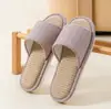 Nuevas pantuflas de lino para hombre, antideslizantes, adecuadas para primavera y otoño, uso en interiores en casa, silenciosas, pantuflas de algodón y lino para todas las estaciones para mujer