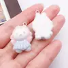 Pingente Fofo de Coelho Miffy em Resina 3D Pelúcia Alça de Celular Chaveiro Acessório Transfronteiriço DIY