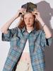 Camisa Xadrez Manga Curta Estilo Americano Retrô Feminina Verão 2025 Nova Marca de Moda Solta Meia-manga Versátil Tendência para Casal