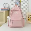 Mochila Bordada con Lazo Rosa Suave Color Melocotón Estilo Japonés Coreano Dulce Girly Estudiante Fiesta Para Clase Salida Mochila Escolar Pequeña