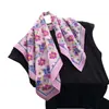 Pañuelo Cuadrado Pequeño de Algodón Puro de Alta Gama Floral Estilo Francés, Pañuelo de Seda Estampado para Mujer, Chal, Bufanda Decorativa para el Cuello con Protección Solar, Bufanda, Pañuelo para la Cabeza