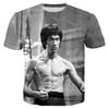 Camiseta Kung Fu Gigante Li Xiaolong Impressa em 3D Masculina Verão Casual Top Solto Manga Curta Venda Direta de Fábrica