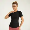 Camiseta Deportiva Fitness de Malla Transpirable para Mujer, Manga Corta, Realzadora de Busto, Ropa Deportiva