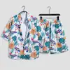 Hawaii Seaside Beach Holiday terno masculino solto plus size casal moda marca camisa de manga curta casual conjunto de duas peças