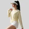 Top de yoga de manga larga para mujer con cordones laterales, alta elasticidad, camiseta de fitness adelgazante, cubierta transpirable