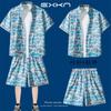 Traje de Camisa de Playa de Manga Corta de Verano para Hombre Vacaciones de Viaje en Sanya Ropa de Tallas Grandes Ropa de Viaje a la Orilla del Mar Ropa de Verano