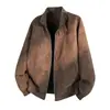 Chaqueta de cuero de primavera y otoño con cuello de solapa, chaqueta casual holgada, prenda exterior moderna y versátil, top de exterior liso, moderno y cómodo