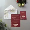 Set de invitaciones de boda en lujoso papel hecho a mano color verde bosque, con papel de algodón de borde deshilachado, adecuado para fiestas de compromiso