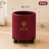 Cubo de basura cilíndrico texturizado con ruedas universales, móvil para uso doméstico en sala de estar, cocina, dormitorio, baño, cubo de basura de gran capacidad