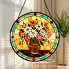 Clúster de flores amarillo cálido transfronterizo colgante de vidrio colorido decoración de vidrio colgante para el hogar decoración de ventana atrapasoles para jardín