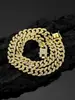 Venta Caliente Transfronteriza de Amazon Pulsera Cubana de 13 mm Aleación Completa de Diamante Broche de Bigote de Dragón Pulsera Hip-Hop Joyería Europea y Americana Venta al por Mayor