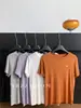 Camiseta de Manga Corta Bordada de Pony Lyocell Tencel de Verano 2026 para Mujer, Top Básico Delgado Simple y Versátil con Cuello Redondo