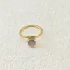 Anillo Redondo de Diamante Único de Moda de Lujo Ligero Europeo y Americano para Mujer, Temperamento Elegante, Anillo Personalizado de Acero de Titanio, Joyería para Mano de Mujer, Venta al por Mayor Transfronteriza