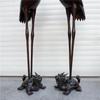 Adornos de Tortuga y Grulla de Cobre Extra Grandes, Portavelas de Grulla, Par Grande de Artesanías y Exhibiciones Decorativas