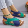Sandalias de cuña peep-toe nuevas para mujer 2026, transfronterizas, talla grande, suela gruesa, huecas, ligeras, para playa
