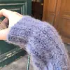 En stock: Suéter corto de punto premium VC con abertura, nuevo top casual holgado de moda