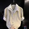 Nuevo Modelo 2026: Elegante y Sofisticada Camisa de Seda de Hielo de Manga Corta para Hombre, Moderna y a la Moda con Diseño de Cuello en V
