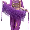Saia de Lantejoulas com Franjas Dança do Ventre Balançar Quadril Cintura Vestido Boêmio Franja Quadril Corrente de Cintura com Lantejoulas