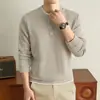 Sudadera de Lana Estilo Old Money para Hombre, Moda Casual Otoño 2026 Color Sólido Pullover Cuello Redondo Capa Base Sudadera para Hombre