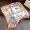 Pañuelo de seda pequeño con estampado de verano y otoño para mujer, pequeño, largo, de alta gama, estilo francés, cuadrado, para atar y atar.