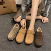 Zapatos tipo Birkenstock con forro de felpa para mujer, moda otoño/invierno 2026, nuevo diseño versátil, zapatos cálidos de algodón, planos retro sin cordones