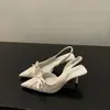 Elegantes Zapatos Abiertos de Moda para Mujer, Sandalias de Punta Cerrada, Nuevos Zapatos de Tacón Alto Elegantes con Punta Puntiaguda y Lazo, Primavera y Otoño 2025