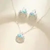 Collar de Pendientes con Forma de Concha y Estrella de Mar Azul Estilo Vacacional Nuevo Diseño de Nicho Conjunto de Joyería de Moda Romántica para Mujeres Elegante