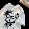 Camiseta de Manga Corta Estampada de Nezha Graffiti Verano Tendencia Nacional Manga Tres Cuartos Resistente Nueva Moderna Versátil Ins Top Casual
