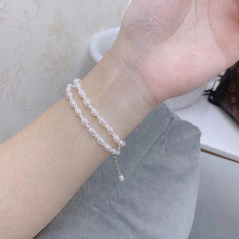 天然淡水珍珠项链女夏14k注金时尚简约百搭高级感米形珍珠锁骨链