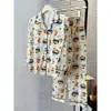 Pijama de mujer estilo coreano para otoño, de manga larga, talla grande, cárdigan holgado, adecuado para usar al aire libre, engrosado, tipo algodón, 200 gramos, conjunto de ropa para el hogar