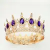 Tocado de Corona de Cabeza Completa Transfronterizo, Joyería Barroca Retro Totalmente Diamantada, Accesorios de Boda, Corona, Corona de Novia