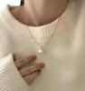 Entrada Francesa Luxo Nicho Colar de Pérolas Feminino High-end Nicho Aço Titânio Sem Cor Pingente Corrente Elegante Clavícula Acessórios