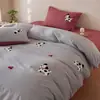 Estilo Lindo Set de Cuatro Piezas Bordado de Toalla Cepillada 100% Algodón Puro Funda Nórdica Sábana Bajera Sábana Plana Hogar Sensación de Alta Gama Ropa de Cama