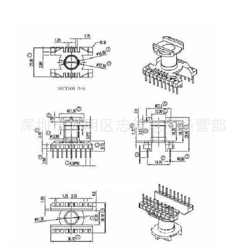 ER28骨架立式9+9针 YTH-2808