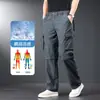 Calças Masculinas de Duas Seções Removíveis de Seda Gelada Calças de Trabalho Calças Casuais Masculinas Largas Retas Calças de Secagem Rápida Estilo Fino de Verão