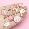 Série Oceano Rosa Transfronteiriça Pingentes de Liga Mista Gota de Óleo Joias DIY Colar Pulseira Acessórios Artesanais Pingentes